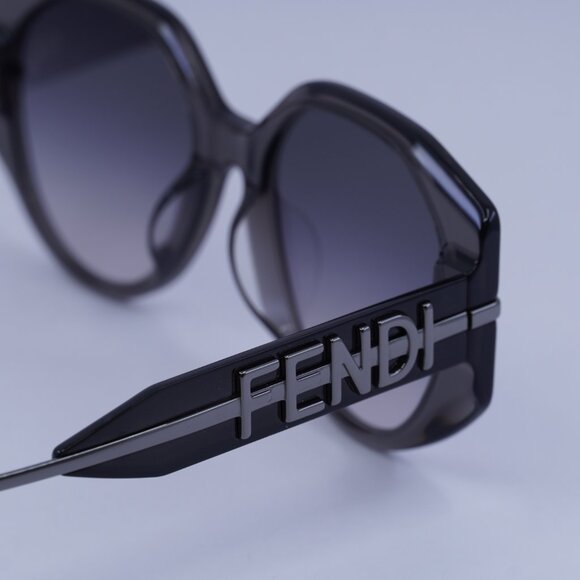 Fendi FE40083U 20B Sunglasses Shiny Grey Butterfly Frame, Smoke Lenses